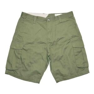 NWT Volcom Bevel Olive Green‎ Cotton Polyester Cargo Shorts Mens Size 32